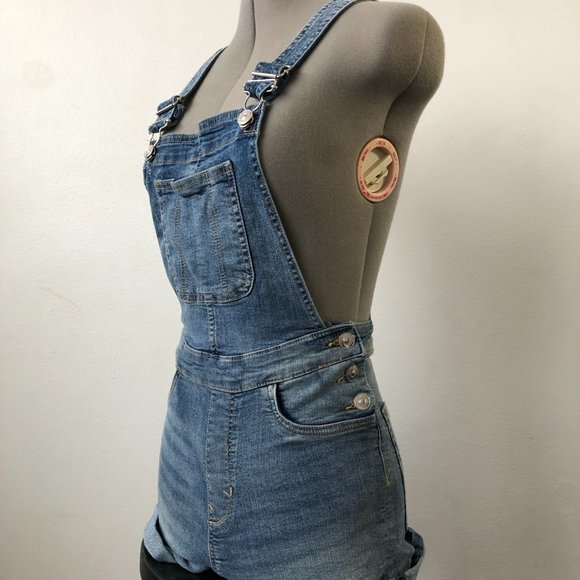 Denim Overall Shorts - Picture 3 of 5